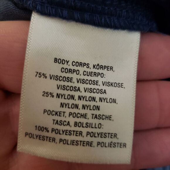 Ett:twa Navy Crushed Velvet Velour Pants Sz L - Picture 6 of 8